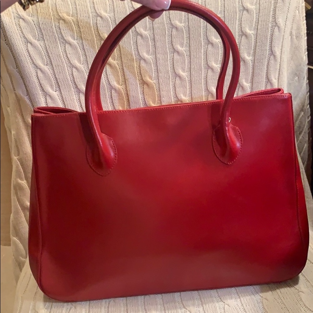 Bright Red vegan leather Satchel Handbag!